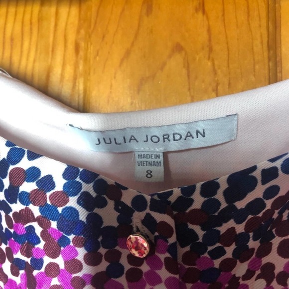 JULIA JORDAN JJ37939 A-Line Tie Waist Belt Multicolor Dot Midi Dress Size 8 NEW - Picture 8 of 11